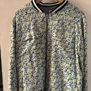 EQUIPMENT flowered baseball/bomber jacket M
